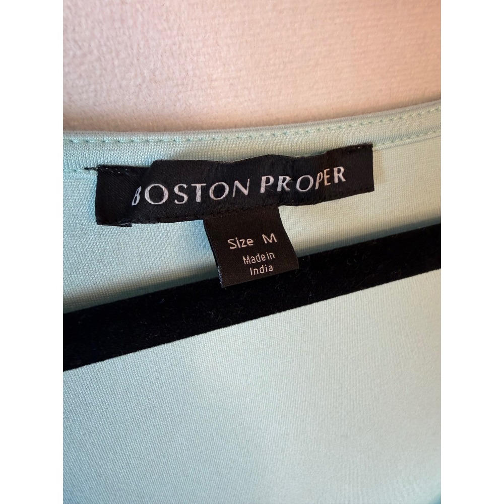 Boston Proper Mint Green Floral Guipure Lace Long Sleeve Scoop Neck Top Size M - Picture 3 of 6